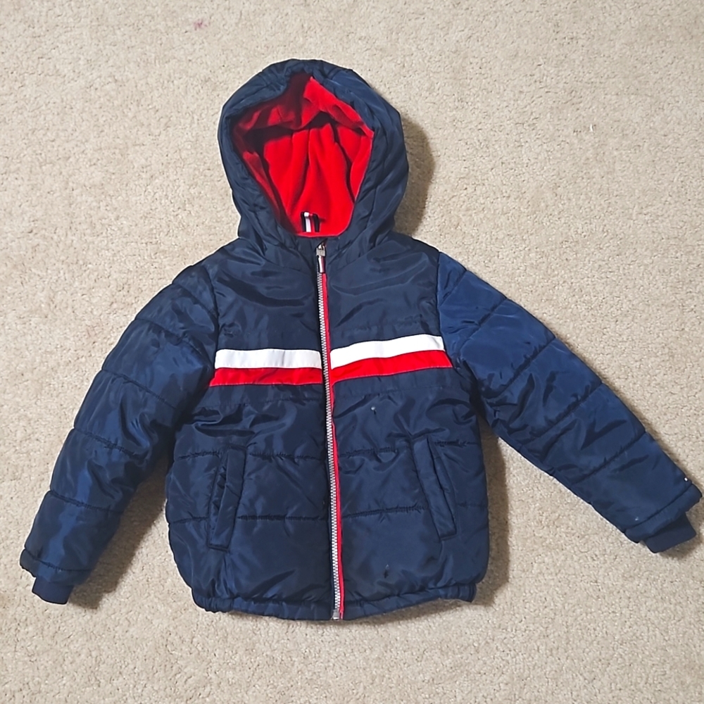 Fleece lined boys winter coat with hood